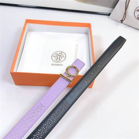 Hermes Reversible Belt 25MM Epsom Leather Gold Tone Hardware Lt Purple/Black