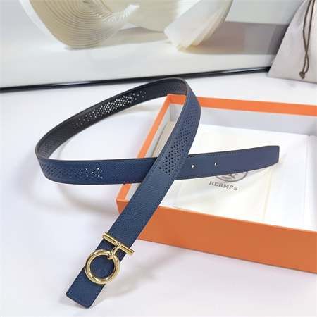 Hermes Reversible Belt 25MM Epsom Leather Gold Tone Hardware Blue/Black