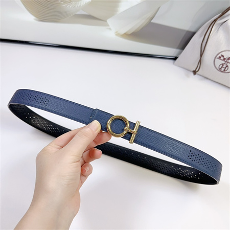 Hermes Reversible Belt 25MM Epsom Leather Gold Tone Hardware Blue/Black