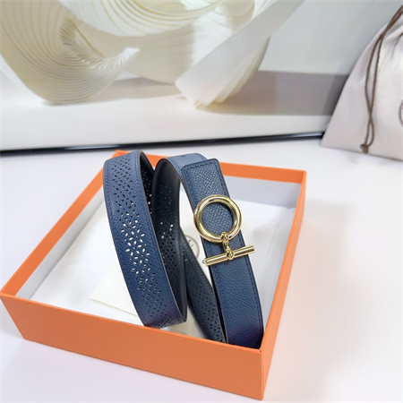 Hermes Reversible Belt 25MM Epsom Leather Gold Tone Hardware Blue/Black