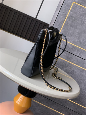 CHANEL 31 Mini Shopping Bag Suede&Calfskin Gold Tone Metal Black AS4133