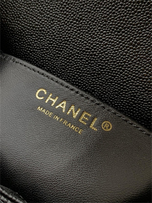 CHANEL 25P Mini Classic Flap Bag Grained Calfskin Gold Tone Metal Black AS5329