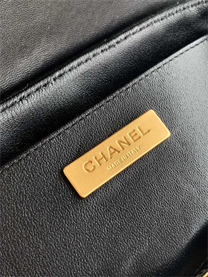 CHANEL Flap Bag With Top Handle Lambskin Gold Tone Metal Black AS5356