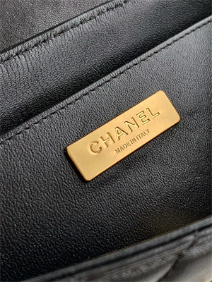 CHANEL Mini Flap Bag With Top Handle Lambskin Gold Tone Metal Black AS5355
