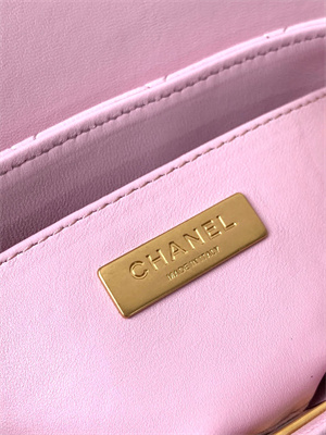 CHANEL Mini Flap Bag With Top Handle Lambskin Gold Tone Metal Pink AS5355