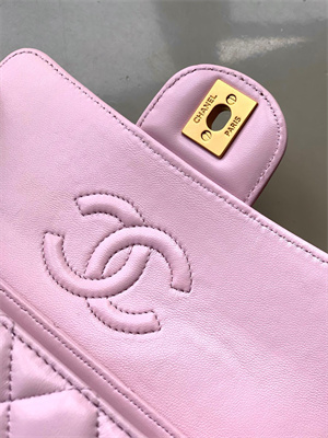CHANEL Mini Flap Bag With Top Handle Lambskin Gold Tone Metal Pink AS5354