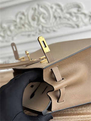 Bir.kin Sellier Bag Epsom Leather 25CM Gold/Silver Hardware In Trench/Etoupe HS