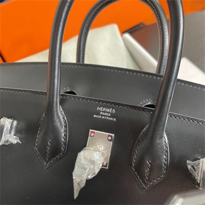 Bir.kin Sellier Bag Box Leather 25/30 Gold/Silver Hardware In Black HS