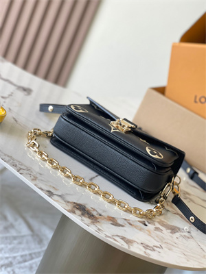 L.V Pochette Metis East West Monogram Empreinte embossed cowhide leather Black/Beige M46596 TOP