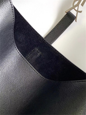 Y.S.L LE 5 A 7 Supple Large HOBO BAG In Black Leather