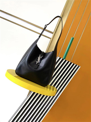 Y.S.L LE 5 A 7 Supple SMALL HOBO BAG In Black Leather