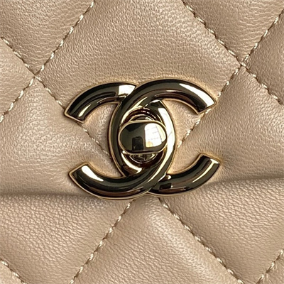 Chanel FLAP PHONE HOLDER WITH CHAIN Lambskin Gold-Tone Metal Beige AP4592