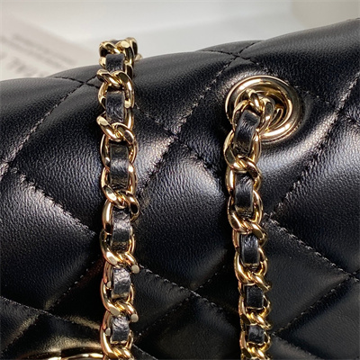 Chanel FLAP PHONE HOLDER WITH CHAIN Lambskin Gold-Tone Metal Black AP4592