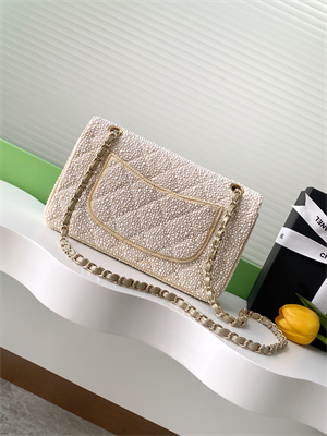Cha.nel Medium Classic Flap Bag With Pearl Gold Tone Metal AS1112