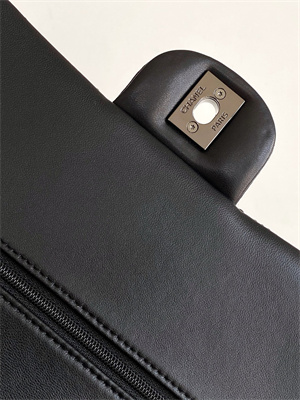 Cha.nel Medium Classic Flap Bag With Pearl Gold Tone Metal Black AS1112