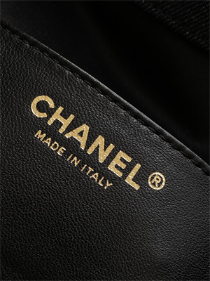 Chanel 25 Small Handbag Black Denim Gold Tone Metal AS5293