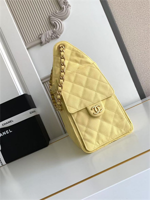 Chanel 25 Small Handbag Grained Calfskin Gold Tone Metal Yellow AS5293