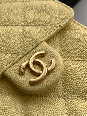 Chanel 25 Small Handbag Grained Calfskin Gold Tone Metal Yellow AS5293