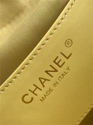 Chanel 25 Small Handbag Grained Calfskin Gold Tone Metal Yellow AS5293