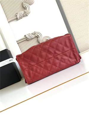 Chanel 25 Small Handbag Grained Calfskin Gold Tone Metal Dk Red AS5293