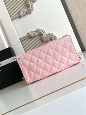 Chanel 25 Small Handbag Grained Calfskin Gold Tone Metal Pink AS5293