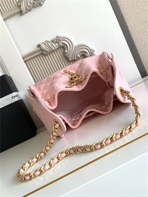 Chanel 25 Small Handbag Grained Calfskin Gold Tone Metal Pink AS5293