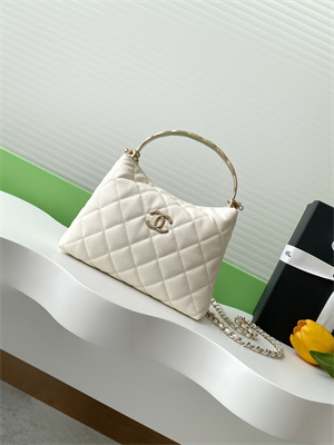 Chanel Coco Crush Top Handle Bag Grained Calfskin Gold Tone Metal White AP4591