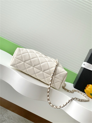 Chanel Coco Crush Top Handle Bag Grained Calfskin Gold Tone Metal White AP4591