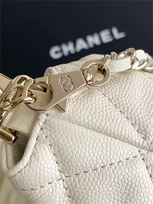Chanel Coco Crush Top Handle Bag Grained Calfskin Gold Tone Metal White AP4591
