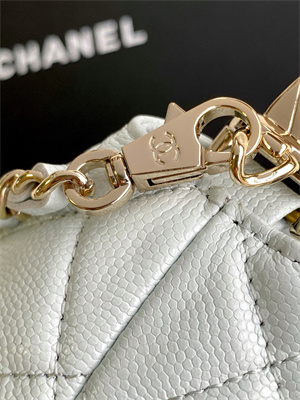 Chanel Coco Crush Top Handle Bag Grained Calfskin Gold Tone Metal Lt Blue AP4591
