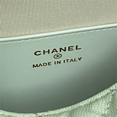 Chanel Coco Crush Top Handle Bag Grained Calfskin Gold Tone Metal Lt Green AP4591