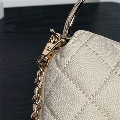 Chanel Coco Crush Top Handle Bag Grained Calfskin Gold Tone Metal Beige AP4591