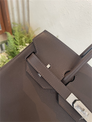 Bir.kin Shoulder Bag 29 Swift Leather Gold/Silver Tone Metal Ebene Color HS