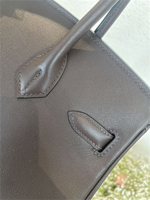 Bir.kin Shoulder Bag 29 Swift Leather Gold/Silver Tone Metal Ebene Color HS