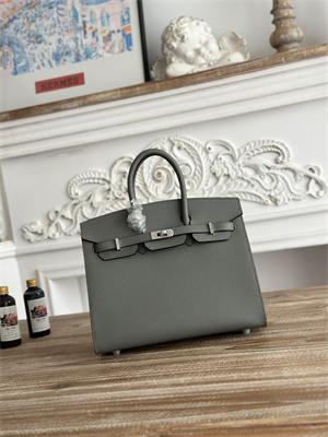 Bir.kin Sellier Bag Epsom Leather 25/30/35CM Gold Hardware In Gris Meyer Color HS