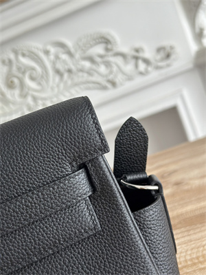 Kelly Messenger Bag Togo Leather Silver Tone Hardware In Black Color HS