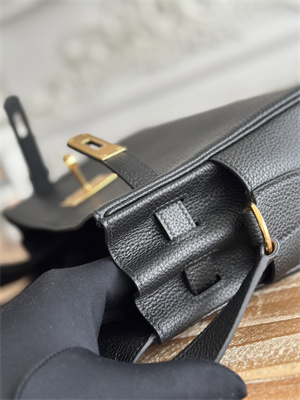 Kelly Messenger Bag Togo Leather Gold Tone Hardware In Black Color HS