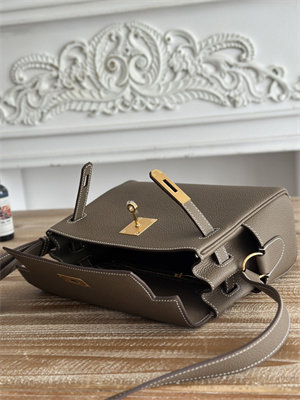 Kelly Messenger Bag Togo Leather Gold Tone Hardware In Etoupe Color HS