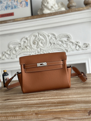 Kelly Messenger Bag Togo Leather Silver Tone Hardware In Gold Color HS