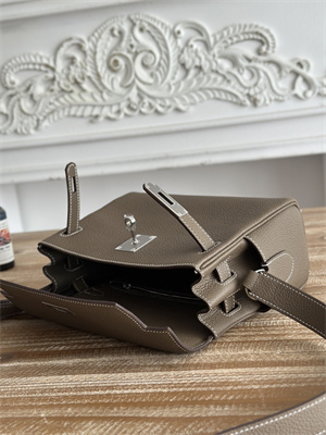 Kelly Messenger Bag Togo Leather Silver Tone Hardware In Etoupe Color HS