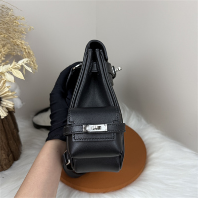 Kelly Jump Backpack Swift Leather Silver Tone Hardware In Black Color HS