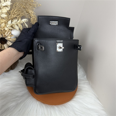 Kelly Jump Backpack Swift Leather Silver Tone Hardware In Black Color HS