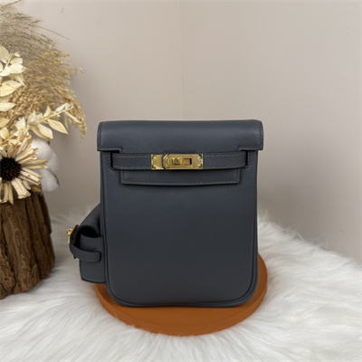 Kelly Jump Backpack Swift Leather Gold Tone Hardware In Black Color HS