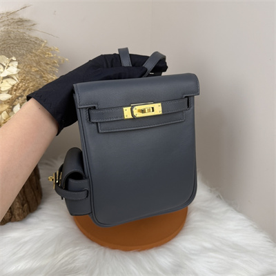 Kelly Jump Backpack Swift Leather Gold Tone Hardware In Black Color HS