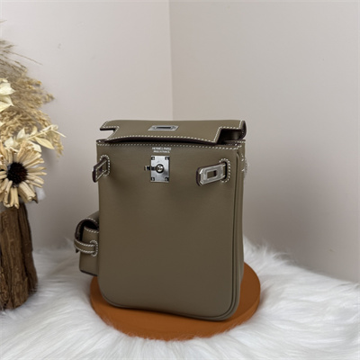 Kelly Jump Backpack Swift Leather Silver Tone Hardware In Etoupe Color HS