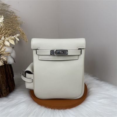 Kelly Jump Backpack Swift Leather Silver Tone Hardware In Craie Color HS