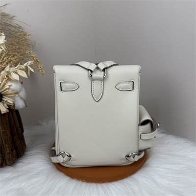 Kelly Jump Backpack Swift Leather Silver Tone Hardware In Craie Color HS