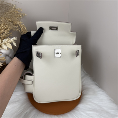 Kelly Jump Backpack Swift Leather Silver Tone Hardware In Craie Color HS