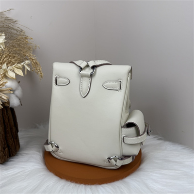 Kelly Jump Backpack Swift Leather Silver Tone Hardware In Craie Color HS