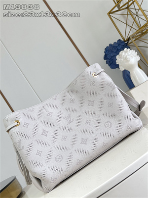 L.V Bella Tote Mahina Bloom Perforated Mahina calfskin leather Gray/Pink M13838